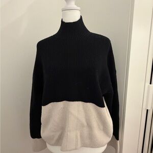 Mango Black and Cream Turtleneck Sweater